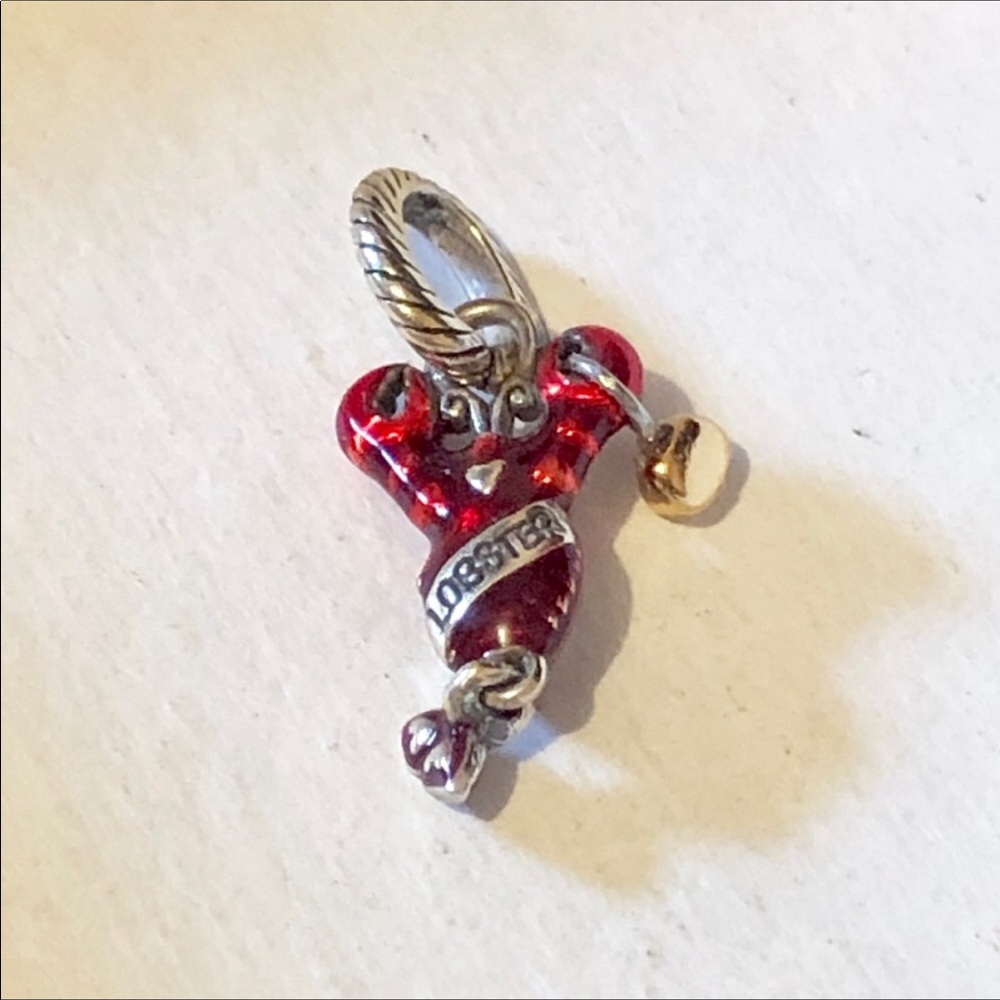 Brighton Maine lobster state charm Red enamel Moveable tail Engraved sash - Picture 2 of 6